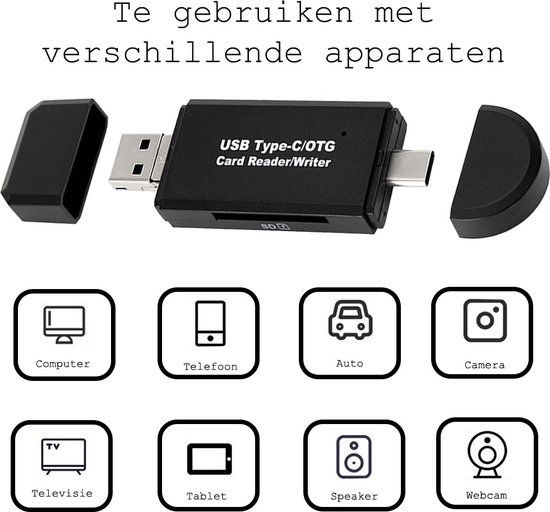 SD Card Reader USB Micro SD Kaartlezer USB Type C / OTG 5in1