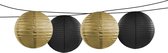 Feest/tuin versiering 4x stuks luxe bol-vorm lampionnen zwart en goud dia 35 cm