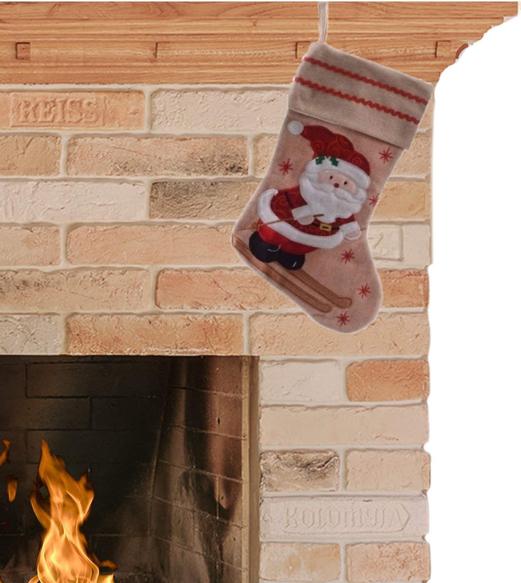 Clayre & Eef Kerstsok Beige Synthetisch - Clayre & Eef