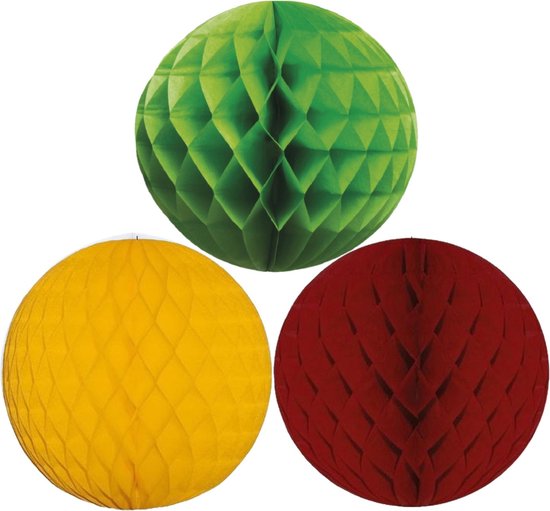 Kerstversiering set van 6x papieren kerstballen 10 cm groen goudgeel en bordeaux rood - Kerst decoratie bollen/ballen