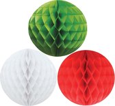 Set de Décorations de Noël de 6x boules de Noël en papier 10 cm vert blanc et rouge - Boules/boules de décoration de Noël