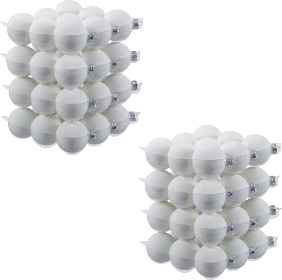 72x Witte glazen kerstballen 6 cm mat Kerstboomversiering wit mat