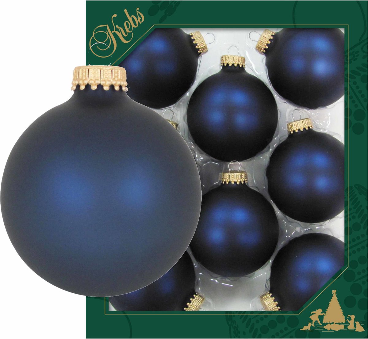 Set van 24 donkerblauwe matte glazen kerstballen van 7 cm. Kerstboomversiering in blauw voor feestelijke decoratie.