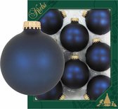 24x Midnight haze donkerblauwe glazen kerstballen mat 7 cm kerstboomversiering - Kerstversiering/kerstdecoratie blauw