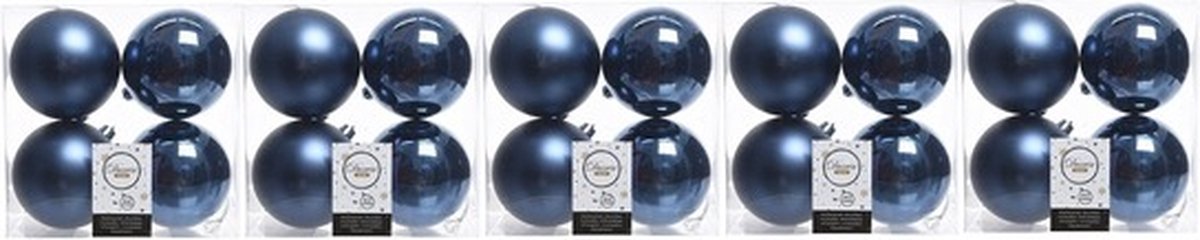 Decoris Kerstballen - 20x st - donkerblauw - 10 cm - kunststof - kerstversiering