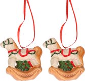 4x Kerstornamenten hobbelpaard hanger 8 cm - Kerstboomversiering/kerstboomdecoratie kersthangers