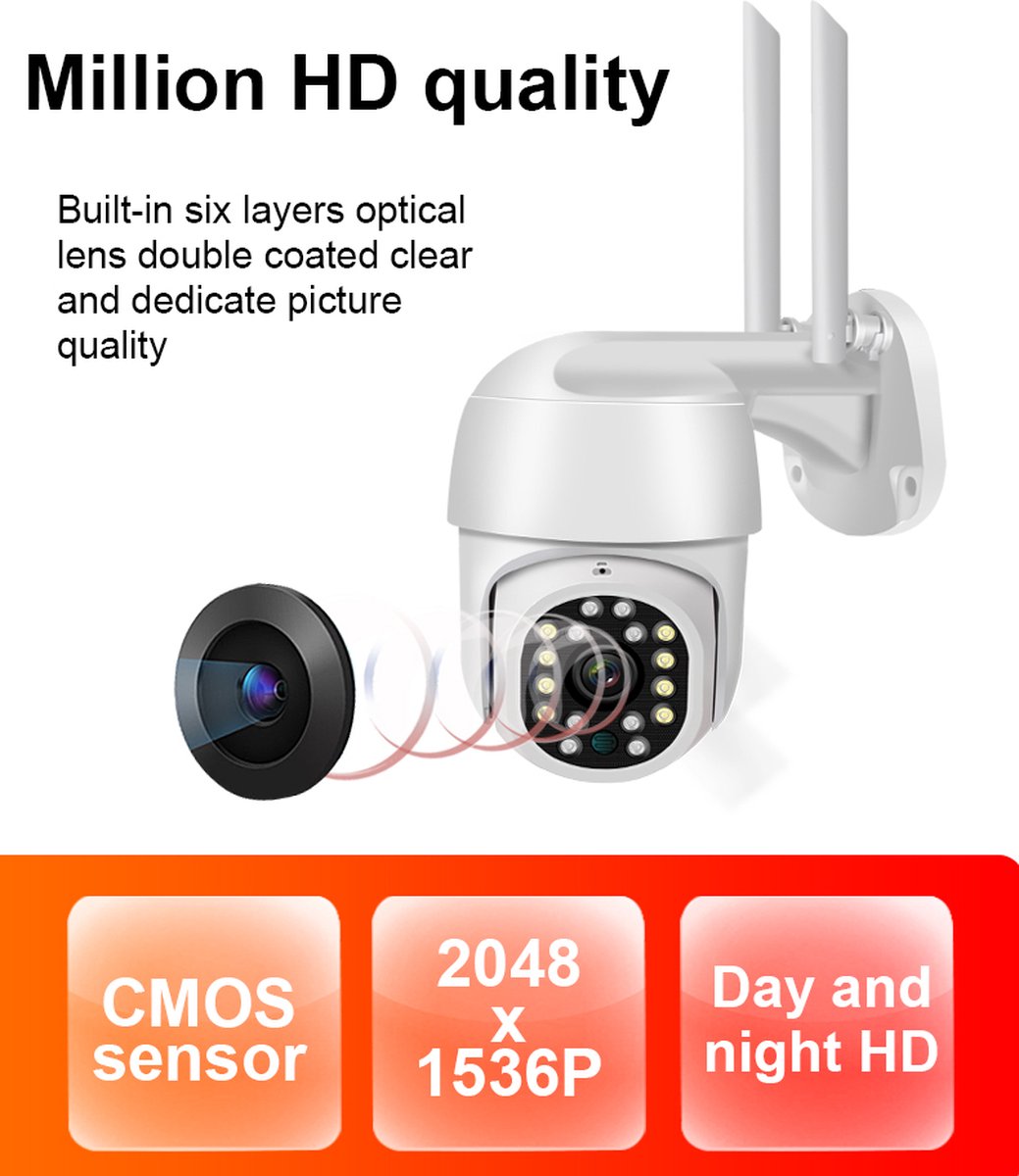 Fuegobird Y17 Smart Waterdichtheid IP66 IP camera - buiten - draai- en kantelbaar - Ondersteuning 2.4G/5G WIFI - 3MP - PTZ IP Camera – foto 7