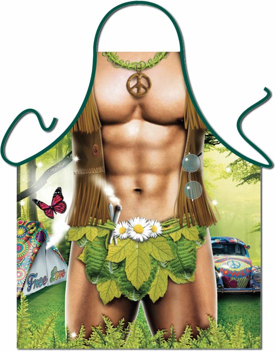 Homme hippie tablier de cuisine sexy