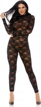 Sweet Little Lace Jumpsuit - Black - Maat XL - Lingerie For Her - black - Discreet verpakt en bezorgd