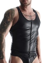 Wetlook Men's sleeveless t-shirt - Black - Maat XL - Lingerie For Him - black - Discreet verpakt en bezorgd