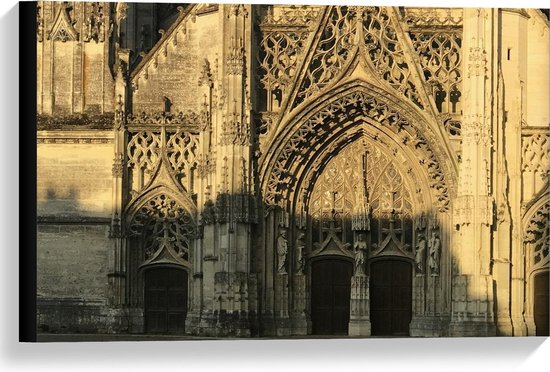 Canvas  - Kathedraal in Frankrijk - 60x40cm Foto op Canvas Schilderij (Wanddecoratie op Canvas)