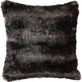 PTMD Noud dark brown faux fur cushion square