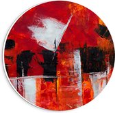 Forex Wandcirkel - Rode Abstracte Kunst - 20x20cm Foto op Wandcirkel (met ophangsysteem)