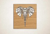 Line Art - Olifant vierkant 1 - M - 64x60cm - Eiken - geometrische wanddecoratie