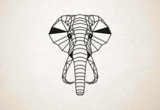 Line Art - Olifant 4 - L - 106x82cm - Zwart - geometrische wanddecoratie