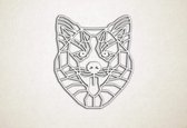 Line Art - Hond - Shiba Inu - XS - 29x25cm - Wit - geometrische wanddecoratie