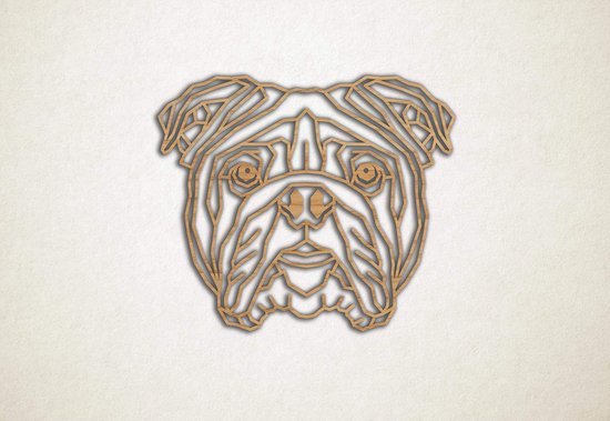 Line Art - Hond - Engelse Bulldog - S - 45x54cm - Eiken - geometrische wanddecoratie