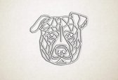 Line Art - Hond - Staffordshire Bull Terrier - XS - 25x27cm - Wit - geometrische wanddecoratie
