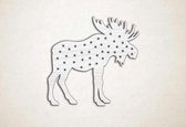 Wanddecoratie - Eland met sterretjes - M - 60x62cm - EssenhoutWit - muurdecoratie - Line Art