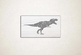 Line Art - Dinosaurus T-Rex vierkant - M - 48x90cm - EssenhoutWit - geometrische wanddecoratie