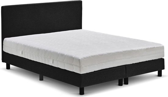 Maxi Cisano Boxspring 120x200 cm - Gestoffeerde Boxspring met Matras - Bed met Pocketvering Matras - Zwart - Tweepersoonsbed