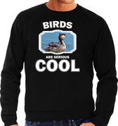 Dieren vogels sweater zwart heren - birds are serious cool trui - cadeau sweater fuut vogel/ vogels liefhebber S