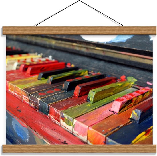 Schoolplaat – Geverfde Piano Toetsen - 40x30cm Foto op Textielposter (Wanddecoratie op Schoolplaat)