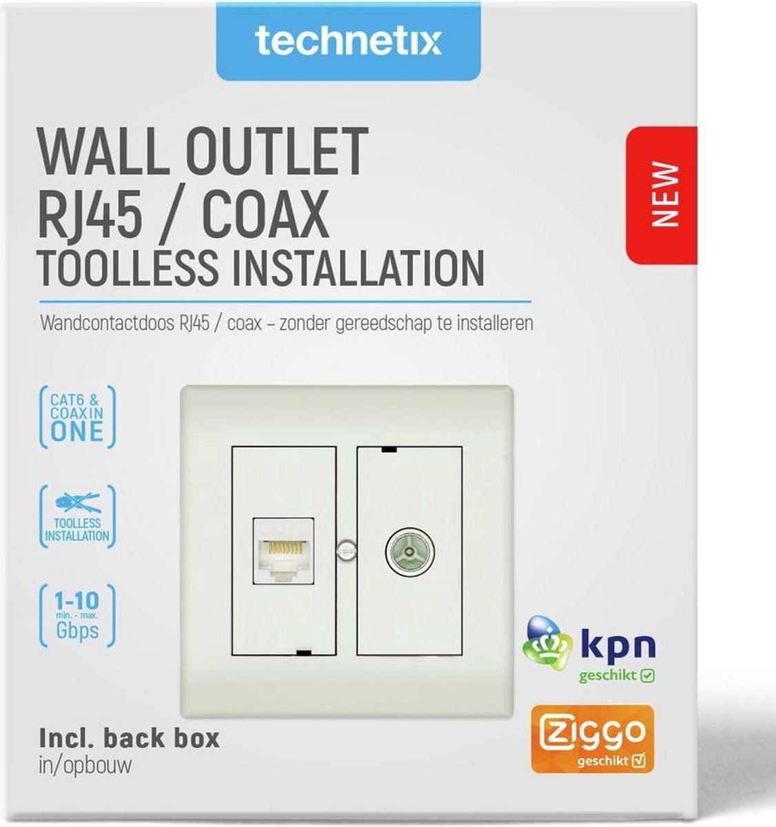 Technetix - Wandcontactdoos in- opbouw Coax & RJ45 [CLICK-50] | bol.com