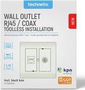 Prise murale Technetix RJ45 / Coax CLICK-50 SHOP / Ziggo Adapté et KPN Adapté
