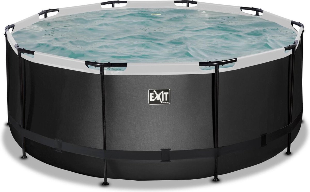 EXIT Black Leather zwembad ø360x122cm met filterpomp - zwart