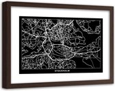 Foto in frame , Plattegrond Stockholm, 120x80cm , Zwart wit , wanddecoratie