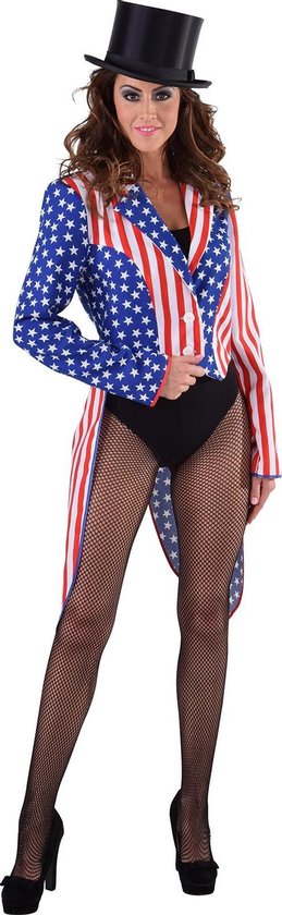 Foto: Jaren 20 danseressen kostuum slipjas stars and stripes make america great again vrouw small carnaval kostuum verkleedkleding