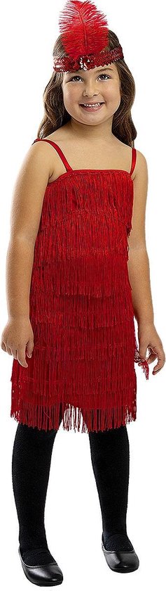 FUNIDELIA Rood Flapper kostuum voor meisjes - 10-12 jaar (146-158 cm)