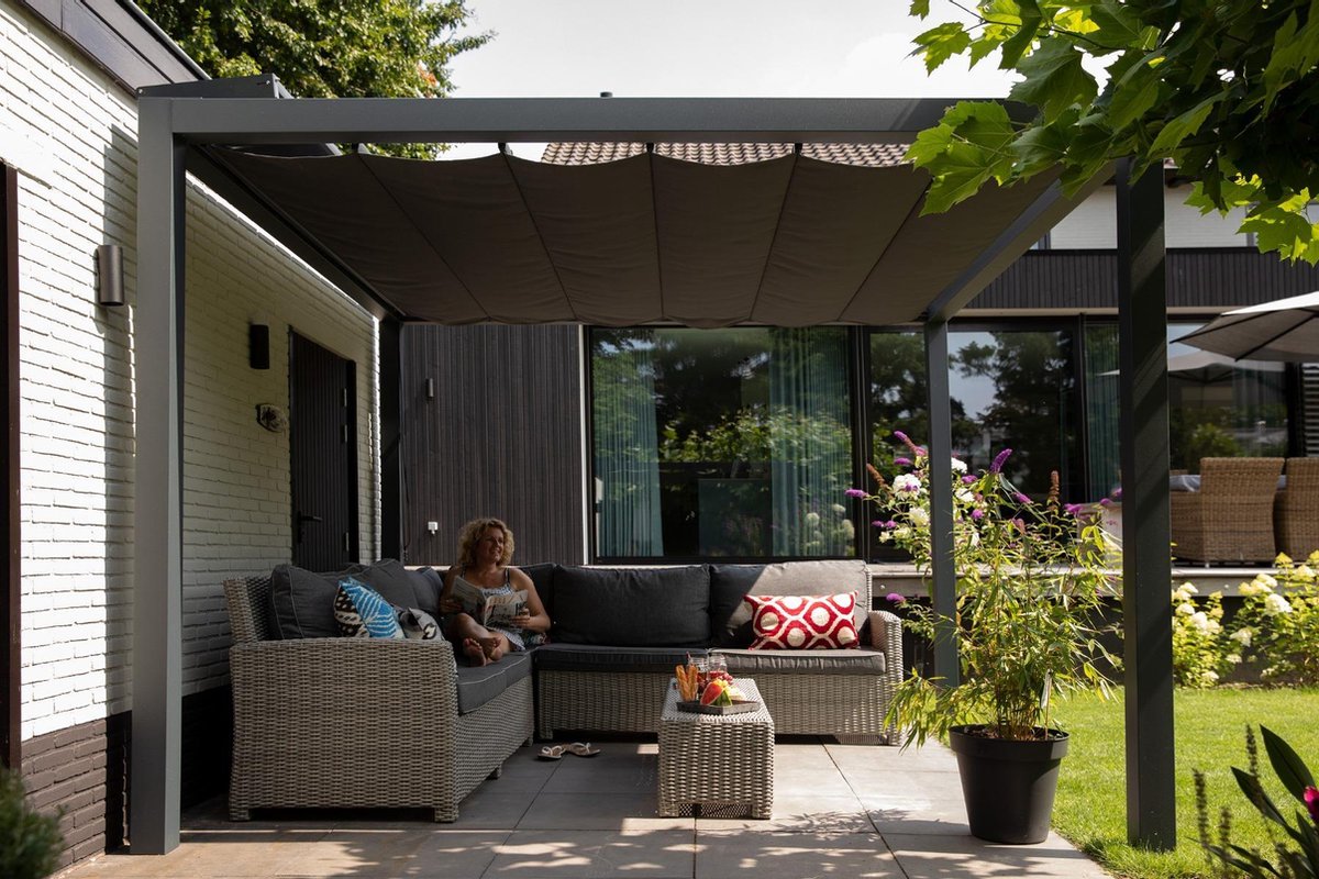 Nesling Voile d'ombrage rétractable, B290xL400cm, Anthracite
