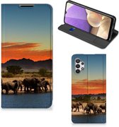 Telefoon Hoesje Geschikt voor Samsung Galaxy A32 5G Wallet Book Case Olifanten