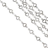 Stainless Steel Schakelketting Hartje (10 x 5 mm) Antiek Zilver (1 Meter)