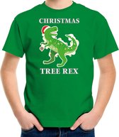 Christmas tree rex Kerstshirt / Kerst t-shirt groen voor kinderen - Kerstkleding / Christmas outfit XL (164-176)