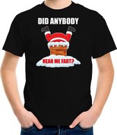 Fun Kerstshirt / Kerst t-shirt  Did anybody hear my fart zwart voor kinderen - Kerstkleding / Christmas outfit S (110-116)