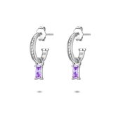 Twice As Nice Oorbellen in zilver, oorring, amethyst kleurige baguette