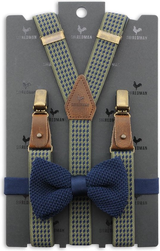 Sir Redman - Bretels met strik - bretels combi pack Mr. Dolph Dogtooth - groen / blauw