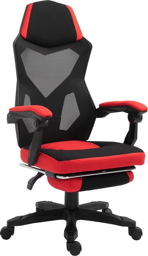 Game Stoel - Gaming stoel - Gaming chair - Met voetensteun - Racing style - Zwart/Rood - Merkloos