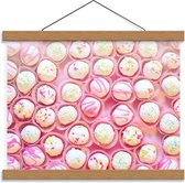 Schoolplaat – Roze Versierde Cup cakes - 40x30cm Foto op Textielposter (Wanddecoratie op Schoolplaat)