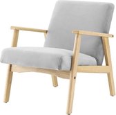 TULIO Scandinavische fauteuil - Grijze stof en massief hout - L 63 x D 78 x H 75 cm