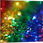 Dibond - Gekleurde Glitters - 80x80cm Foto op Aluminium (Met Ophangsysteem)