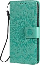 Apple iPhone 12 Pro Hoesje - Mobigear - Mandala Serie - Kunstlederen Bookcase - Turquoise - Hoesje Geschikt Voor Apple iPhone 12 Pro