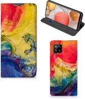 Stand Case Geschikt voor Samsung Galaxy A42 Smart Cover Watercolor Dark