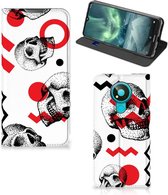 Bookstyle Case Nokia 3.4 Smart Cover Skull Red