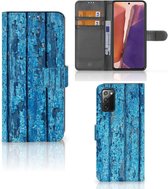 Magnet Case Geschikt voor Samsung Galaxy Note 20 Telefoonhoesje Wood Blue