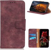 Samsung Galaxy A12 Hoesje Retro Wallet Stand Kunst Leer Rood