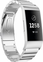 Stalen Smartwatch bandje - Geschikt voor  Fitbit Charge 4 metalen bandje - zilver - Horlogeband / Polsband / Armband